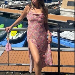 Zara Floral Pink Summer Midi Sundress